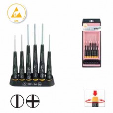Wiha Precision ESD Slotted/ Phillips Screwdriver Set - Dissipative Handle, ESD-Safe - 6 pcs - 08463